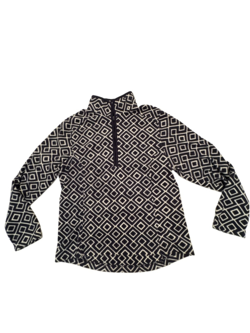 Youth Medium 14-16 Fleece Pullover-quarter Zip-black/white-Aztec Print-NEW-fall - Picture 3 of 12